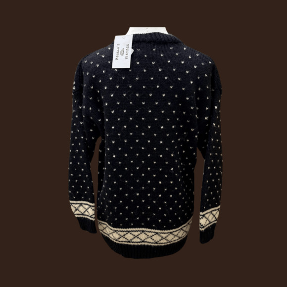 Crescendo Floral Knit Sweater | Black Wool | Size S | Vintage - Picture 3 of 4